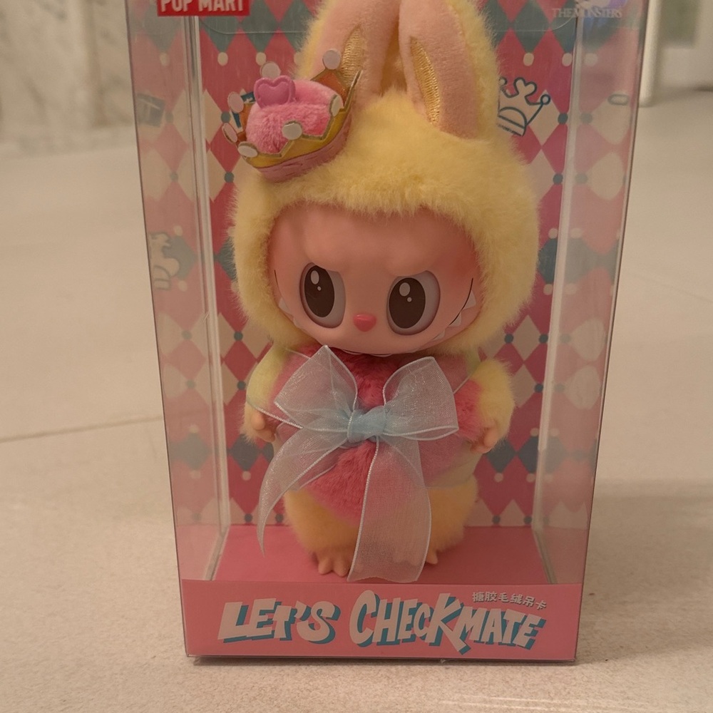 Pop Mart Let's Checkmate Pink & Yellow Bunny Plush Figure
